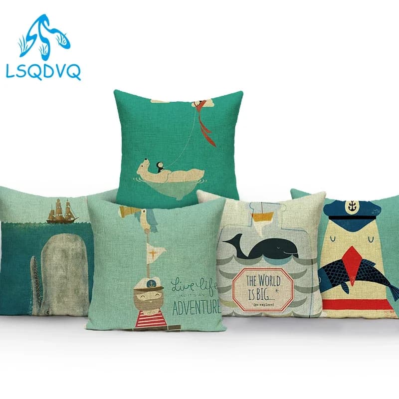 Nordic Style Decorative Throw Pillows Animals Fishes Whale Cute Cartoon Polyester Pillow Cushion Cover For Sofa Home Car Bed