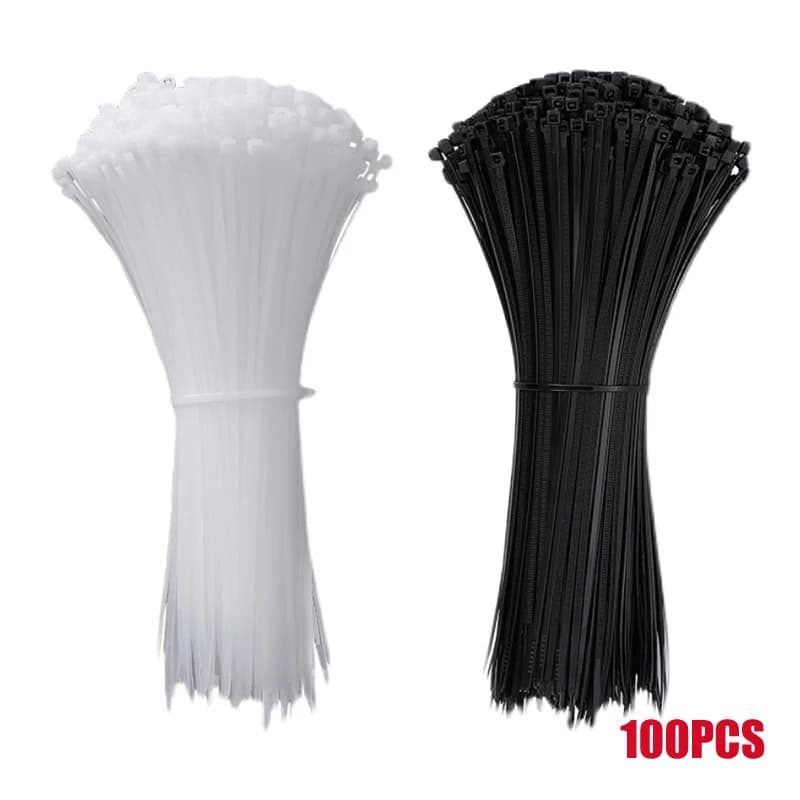 100 pezzi autobloccante in Nylon con chiusura a cravatta anello industriale cravatta nera/bianca 3x100 5x300 cinturino per cavo con cerniera