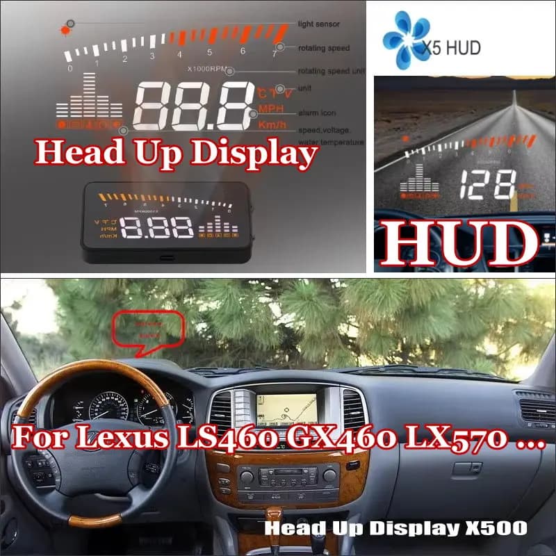 Schermo di Proiezione per Computer Auto Lexus LS460 GX460 LX570 RX330 RX350, Display OBD HUD Riflettente sul Parabrezza per Guida Sicura