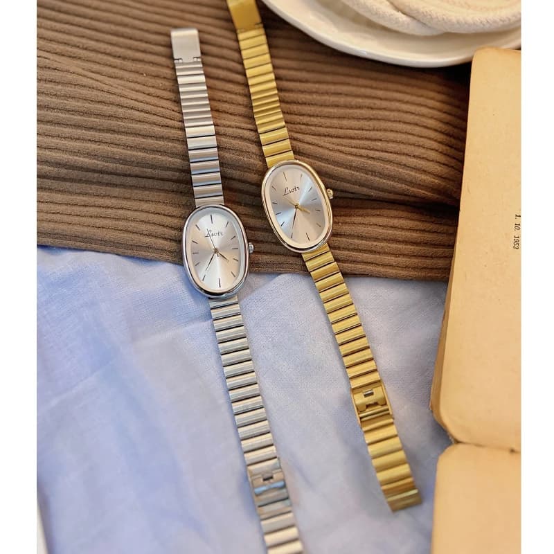 Eleganti orologi da donna ovali Orologio da polso al quarzo da donna con cinturino in lega di marca di lusso Orologio da donna classico alla moda Orologio femminile