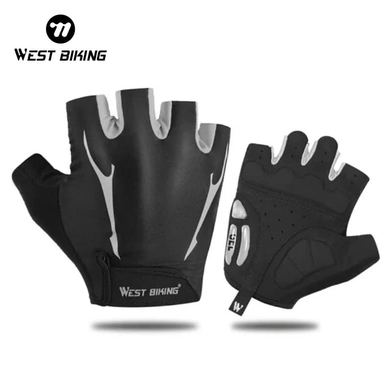 Guanti da Ciclismo WEST BIKING Mezze Dita con Imbottitura in Gel, Assorbimento degli Urti, Traspiranti, Design con Asciugamano per il Pollice, per Mountain Bike e Bici da Strada
