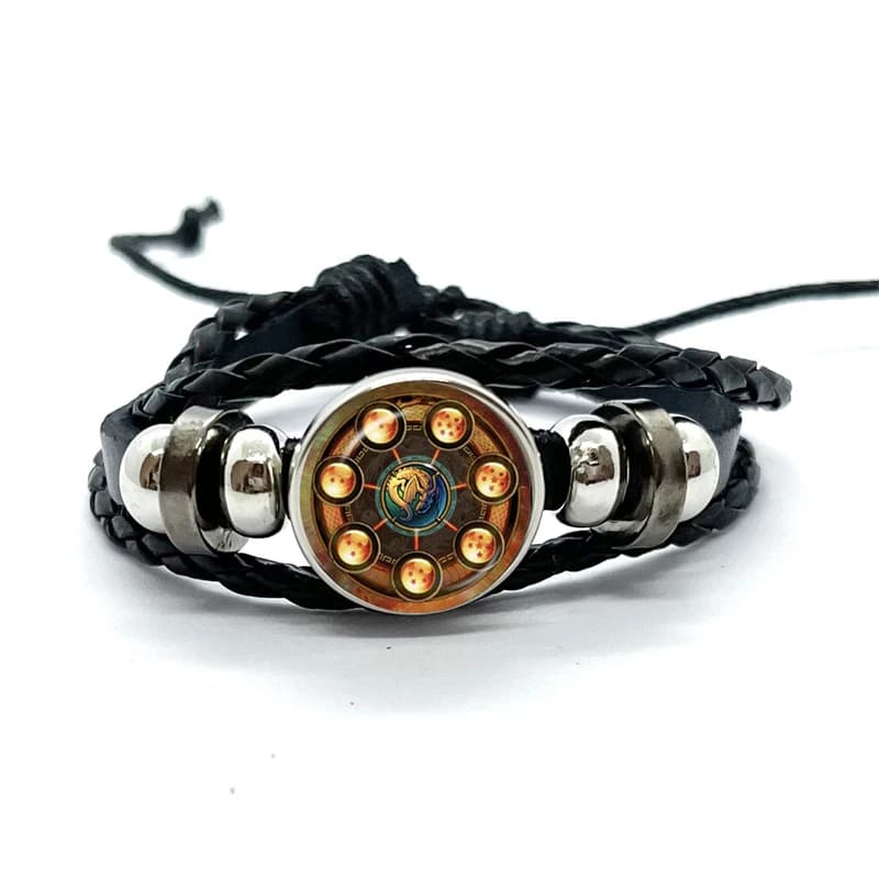 Bracciale Seven Stars per uomo Dragon Ball Poster Japan Anime Punk Moda Bottoni in vetro Bracciali in pelle Polsino Regalo per i fan