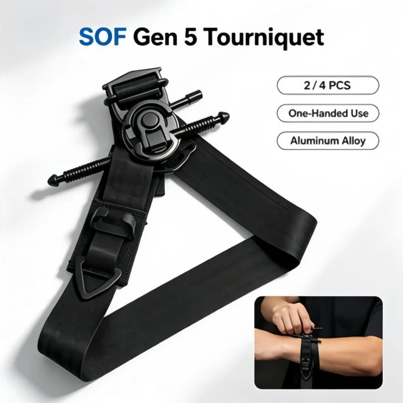 SOF 5th Gen Tourniquet 2/4Pcs One-Handed Rotating Aluminum Alloy Windlass, Tactical Hemostatic Band for Emergency First Aid Kit