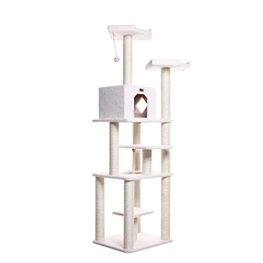 Tiragraffi per Gatti Modello B7801 Alabastro 32 L X 27 L X 78 A con Tiragraffi e Cuccia per Gatti da Interno