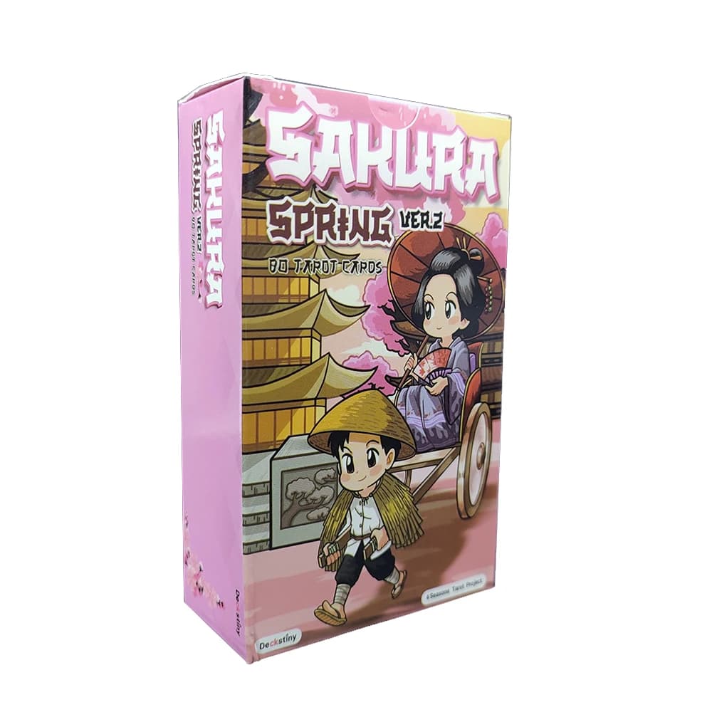 260g 12CMX7CM Il tarocchi di divinazione primaverile Sakura con guida I personaggi tradizionali in stile giapponese vendono alla vita in un giocoso