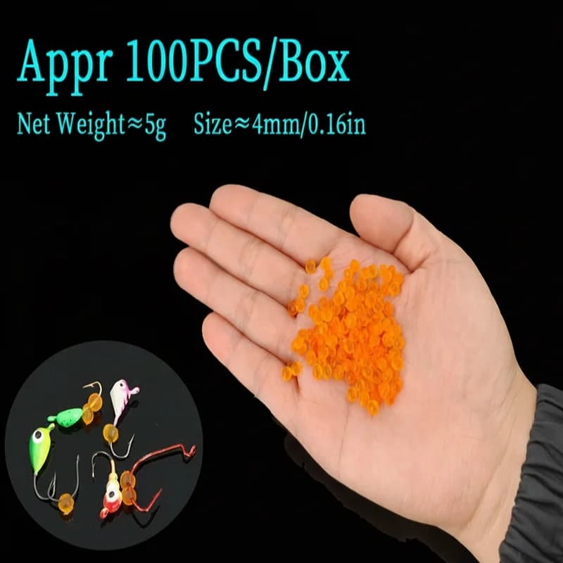 100 esche da pesca in silicone morbido a forma di uova di salmone da 4 mm – Esche realistiche a forma di uova di pesce per trota, salmone, steelhead – Pesca sul ghiaccio e pesca a mosca