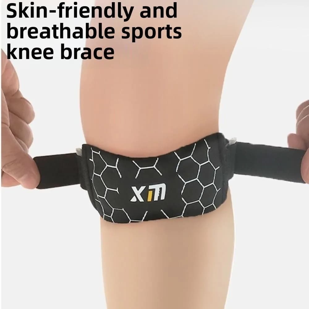 Fascia per Ginocchio a Compressione con Ammortizzazione, Regolabile, Traspirante, Protezione Sportiva per Basket