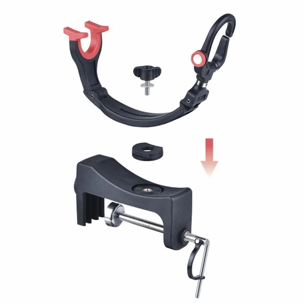 Portacanna da Pesca Girevole con Manico Rosso, Design Durevole, Base Stabile, Supporto per Canna da Pesca in ABS Leggero e Stabile