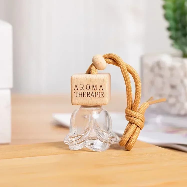 Bottiglia Vuota Decorativa per Profumo Auto, Bottiglia in Vetro, Ciondolo da Appendere per Auto, Tappo Quadrato, Accessori Decorativi per Auto