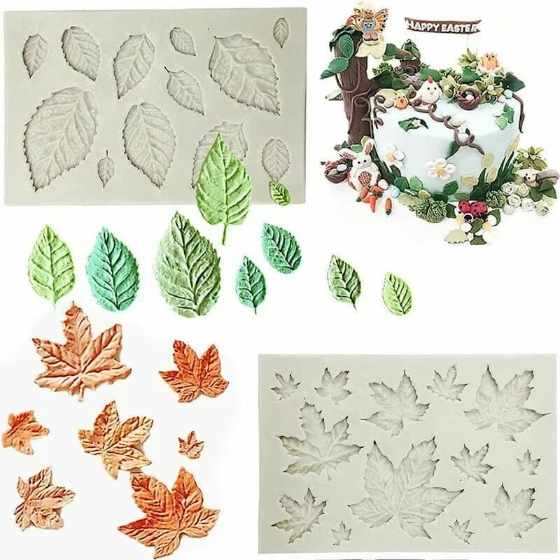 Stampo in Silicone 3D a Forma di Foglia: Versatile per Fondente, Cioccolato, Candele, Resina, Design Flessibile Antiaderente per Decorazione Torte
