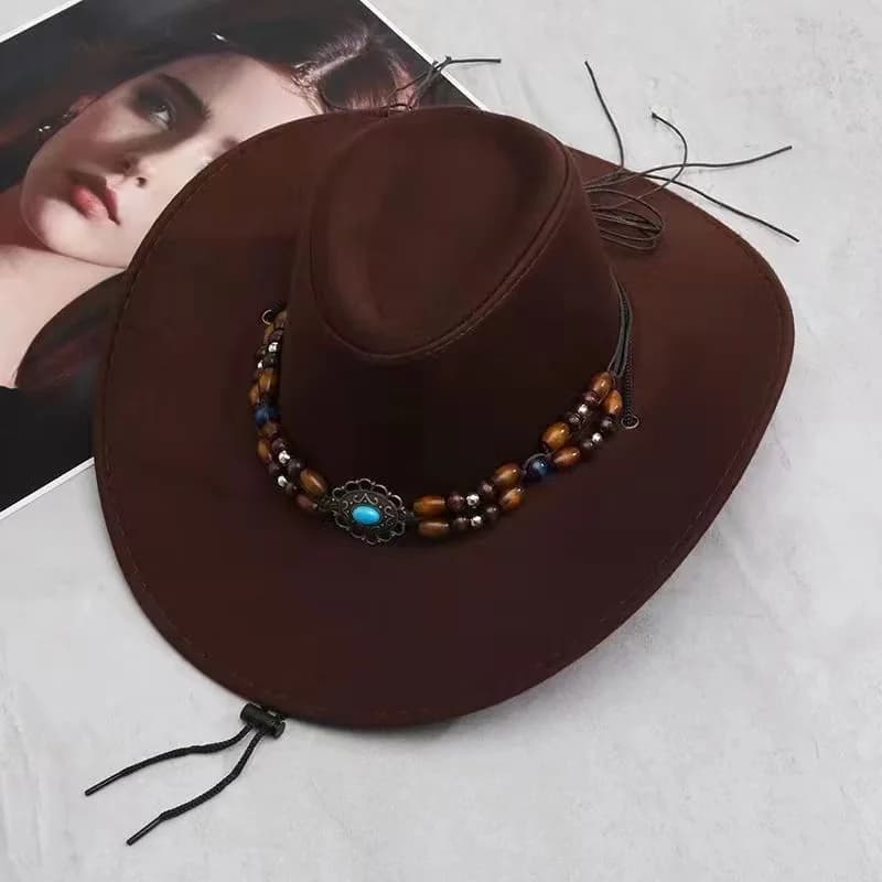New Vintage Cowboy Hats with Largo Edge for Men and Women, Faux Suede Leather, Gentleman Style and Cowgirl, Jazz Hat, Sombrero Hombre