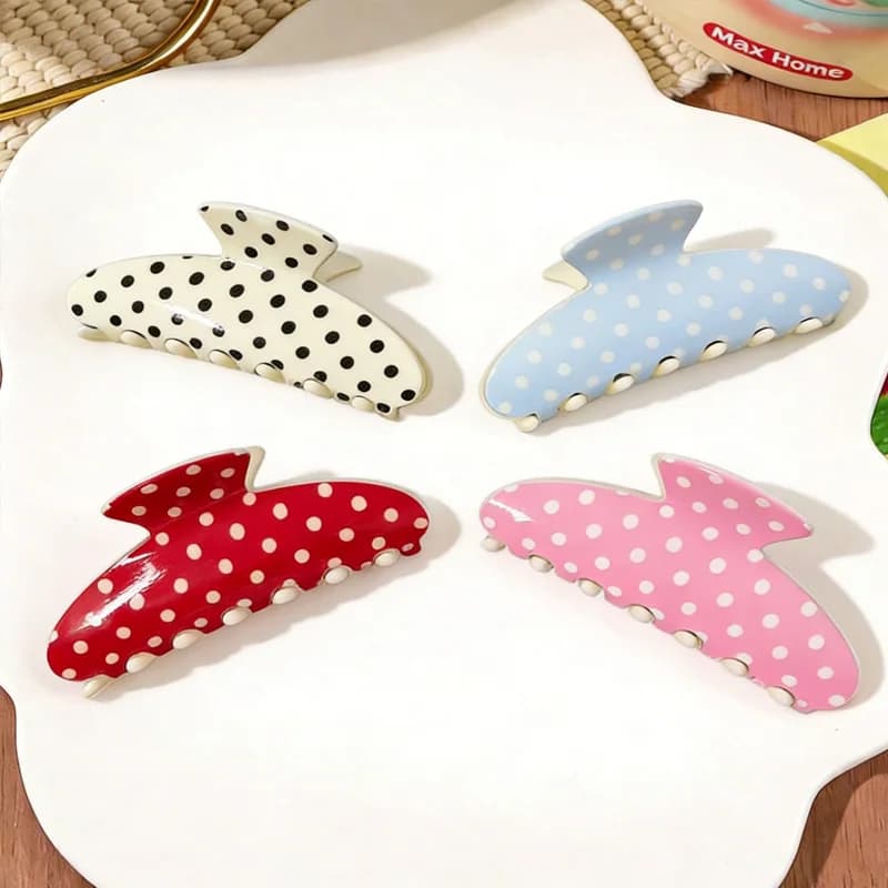 Korean Style Bright Color Hair Claw Clip For Women Polka Dot Clip Back Of The Head Plate Hair Clip Not Easy To Slip Off