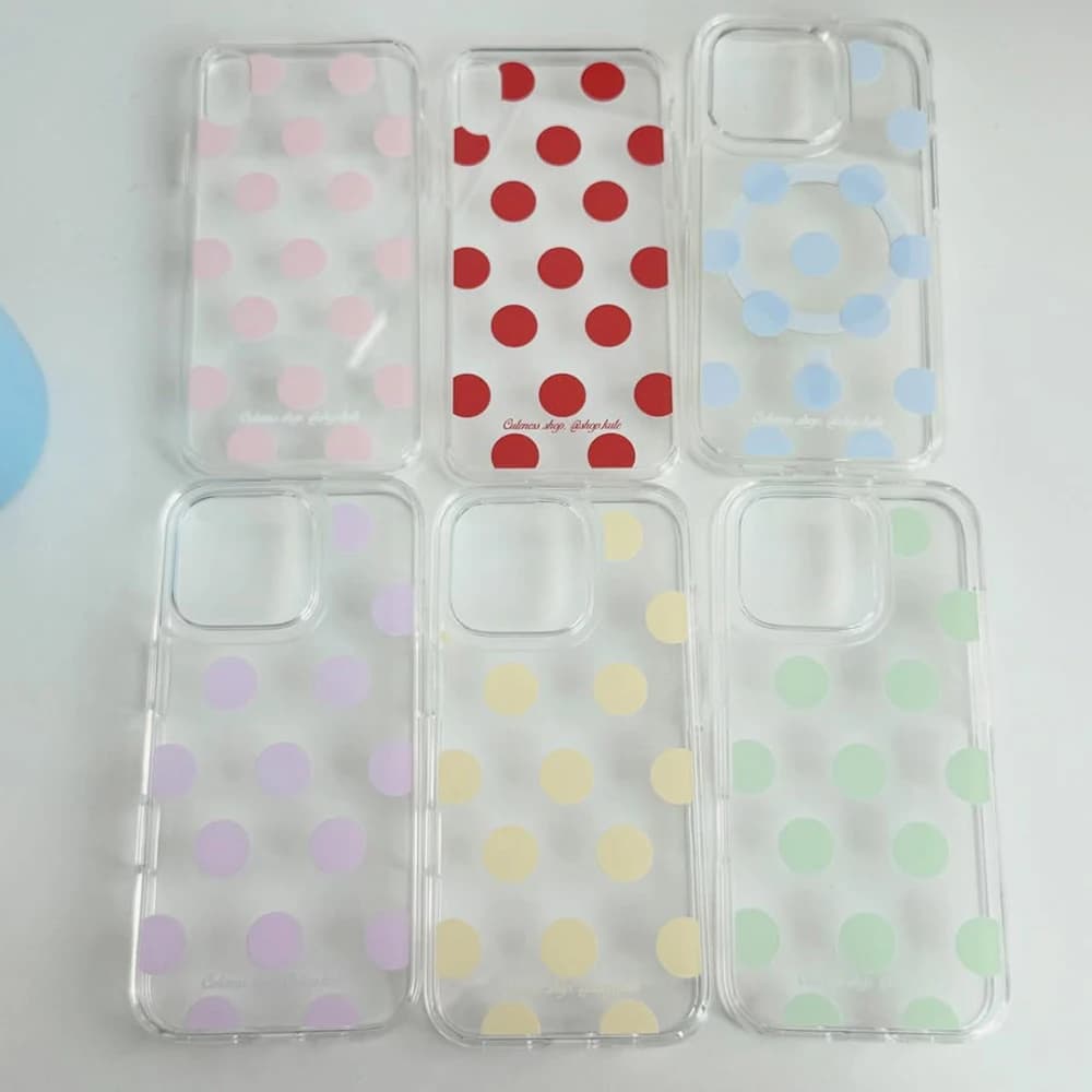 Korean polka dots Phone Case For iPhone 17e 17 16 16e 15 14 13 12 11 Mini Pro Max X XR XSMax 7 8 Air Plus Transparent Back Cover