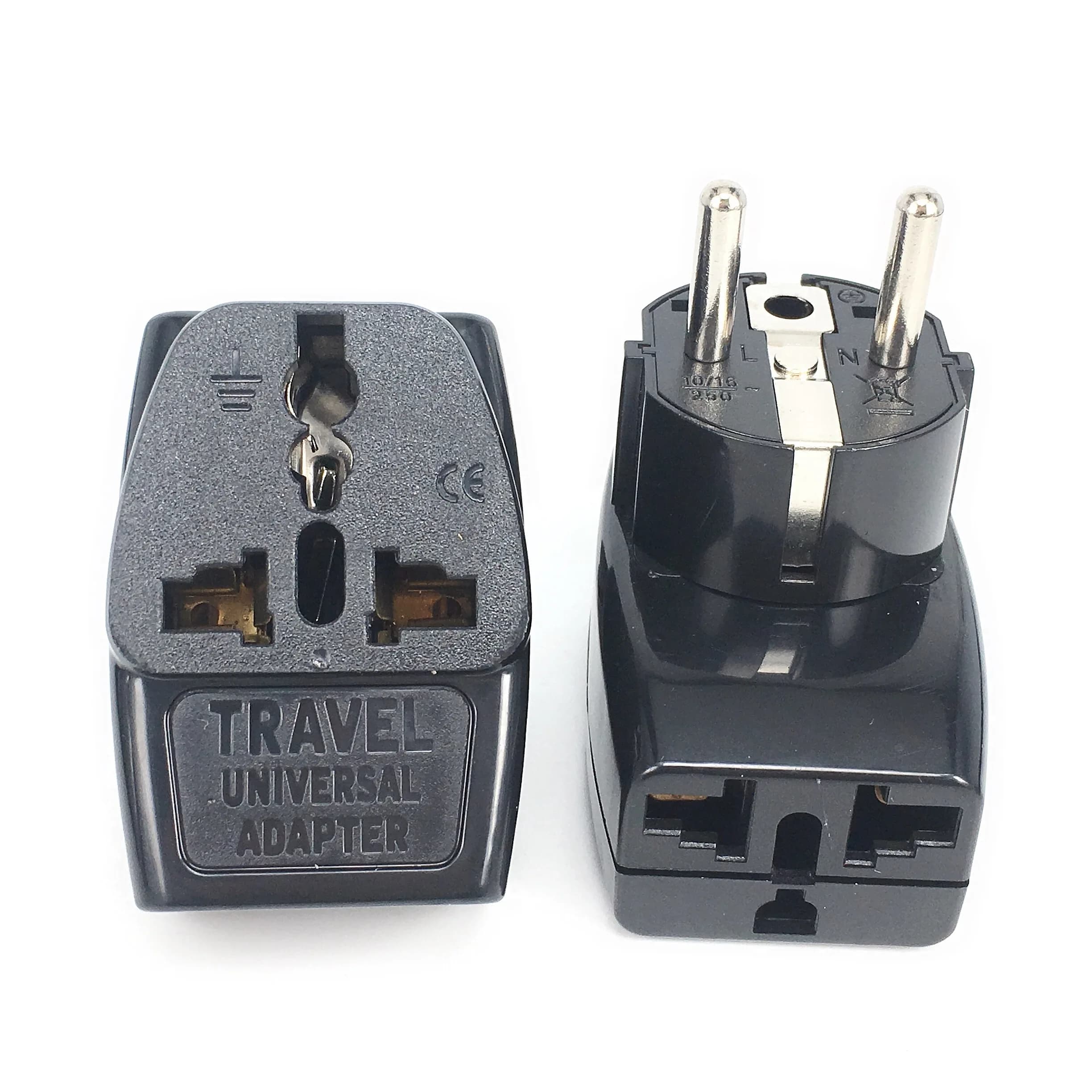 Commercio all'ingrosso CE 250v 16a India US UK AU svizzero a UE con messa a terra universale 2 in 1 Russia Germania francese Adattatore per spina Schuko Tipo E/F