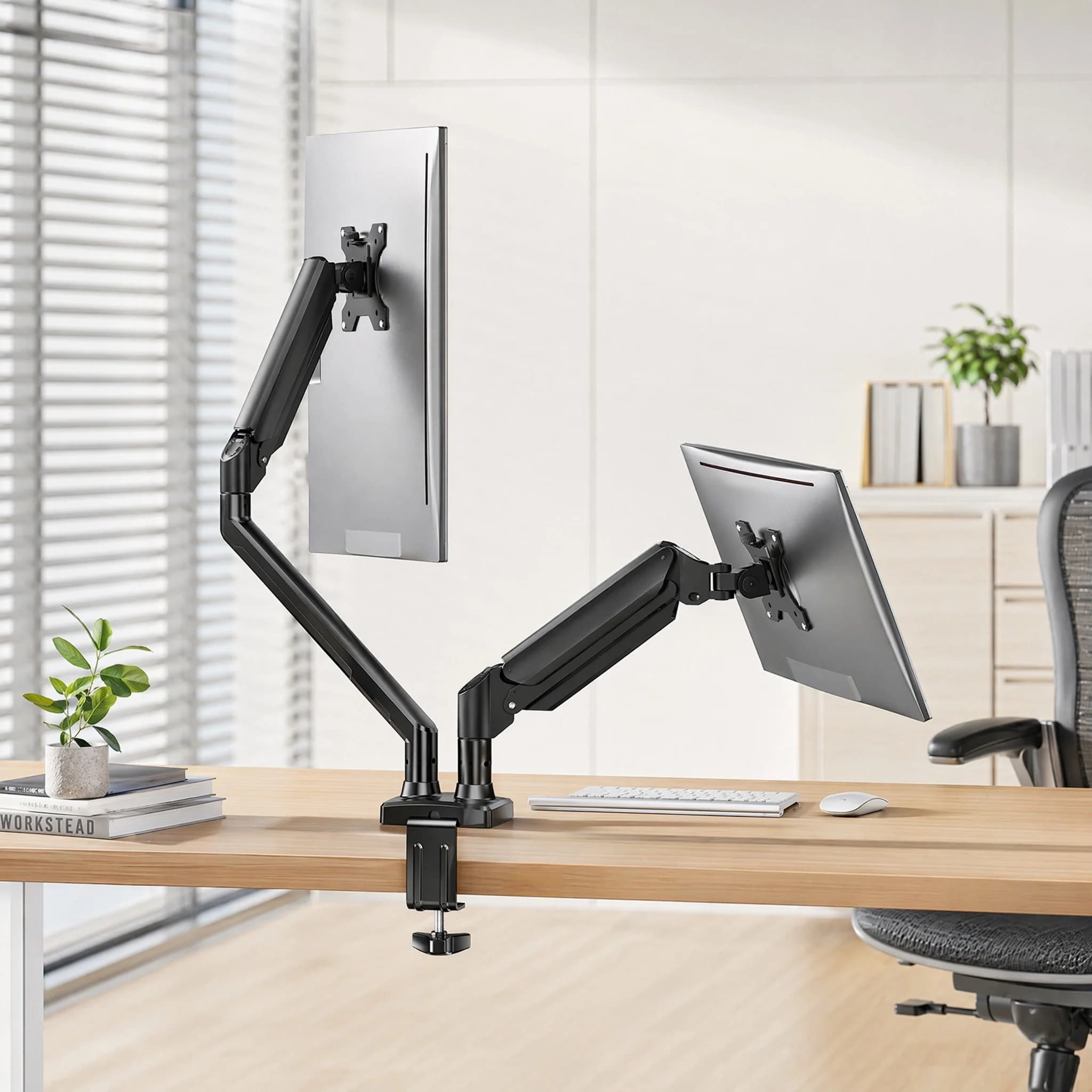 Dual Monitor Stand up to 33 inches Screen, Load-Bearing Max 22 lbs Each Arm, Adjustable Dual Monitor Mount, Sturdy Steel vesa Monitor Mount with Stable VESA 75x75 100x100mm