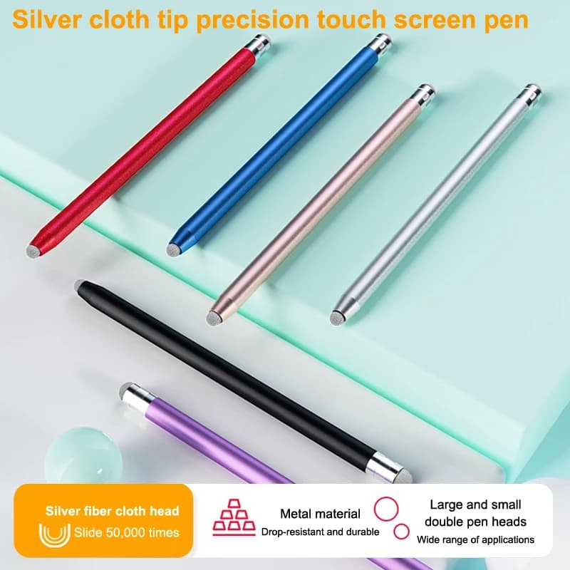 Penna capacitiva in fibra di rete a doppia punta per schermi touch, penna da disegno per smartphone e tablet con schermo capacitivo universale