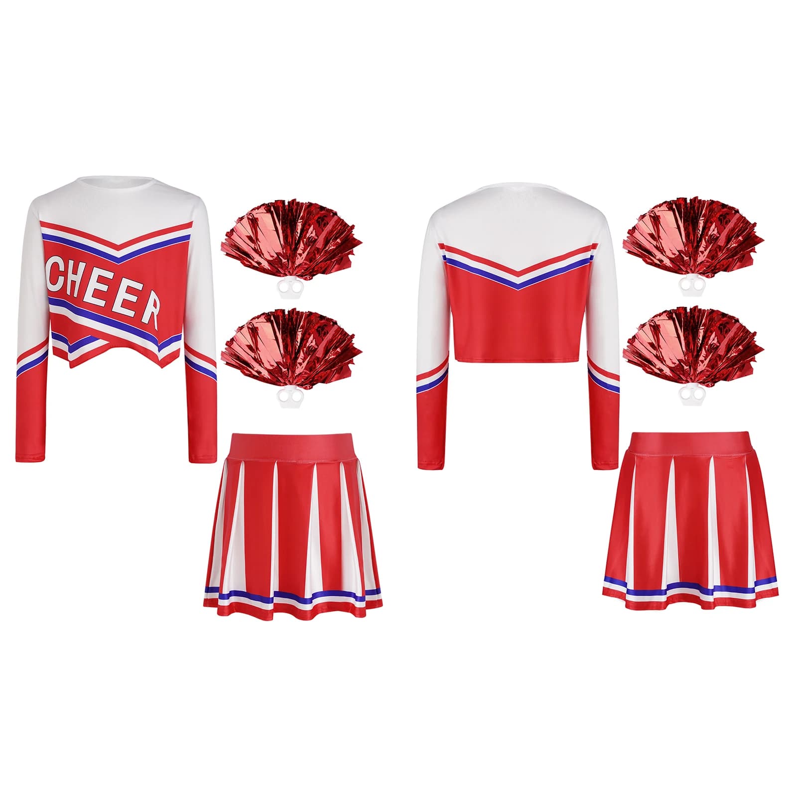 Kids Clothes Sets for Children Cheerleading Dance Outfits School Girls Cheerleader Uniforms Sleeveless Crop Top Skirt Socks