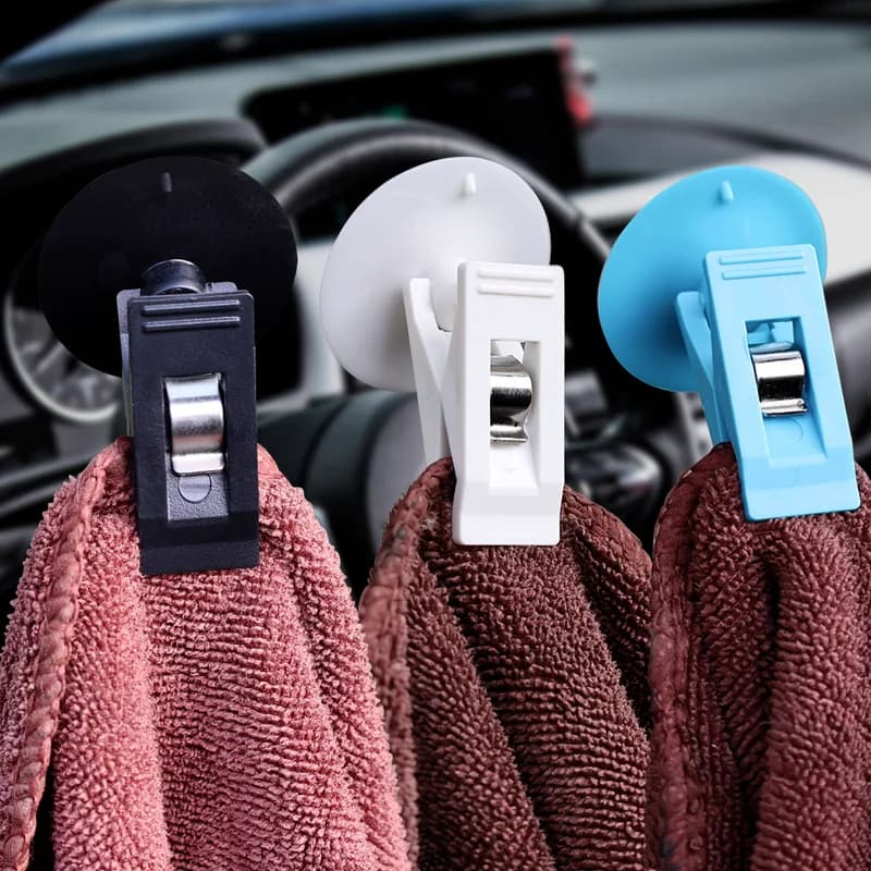 2 pezzi Clip per ventosa per auto supporto per Clip per finestra interna in plastica rimovibile per tenda parasole gancio per fermacarte per biglietti