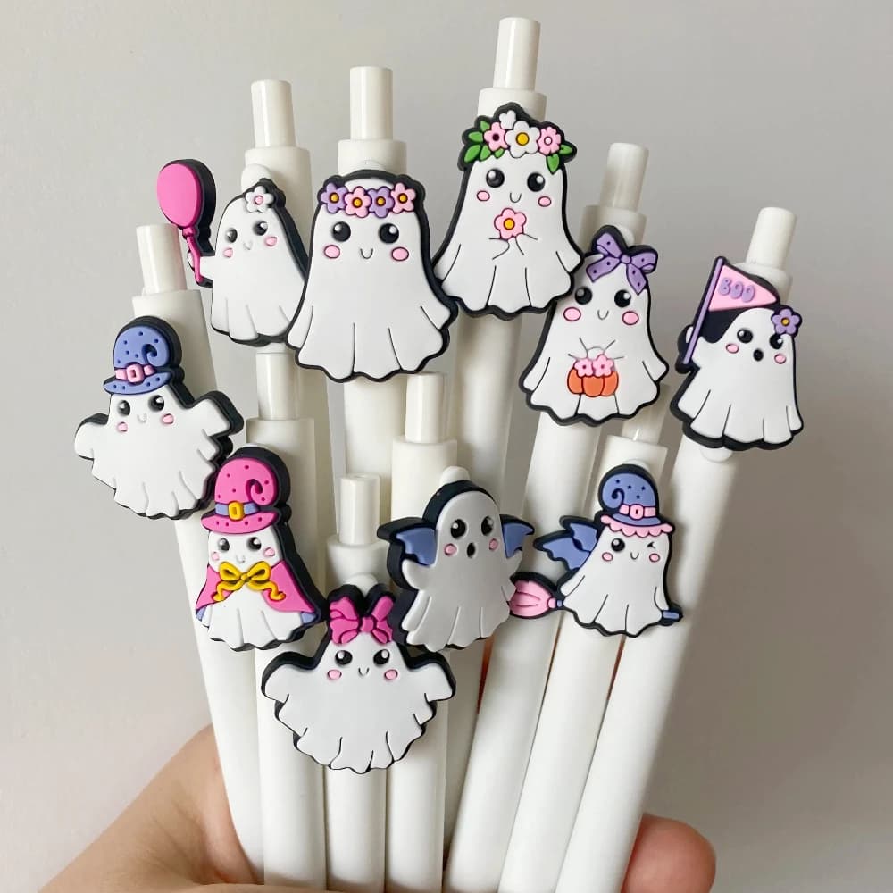 10 pezzi di penne gel fantasma di Halloween regali inchiostro nero penne di scrittura a tema Halloween per decorazioni per la casa di Halloween regalo per feste ufficio scolastico