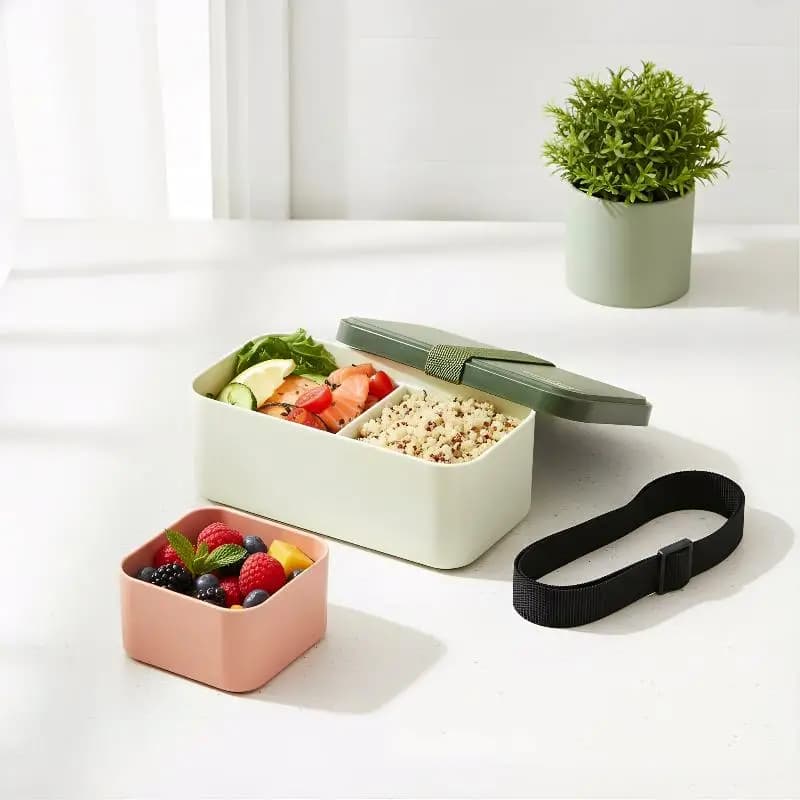 Contenitore Bento All-in-One per Adulti - Porta Pranzo Giapponese Impilabile con Set di Posate, Nastro Sigillante, Adatto per Microonde e Lavastoviglie