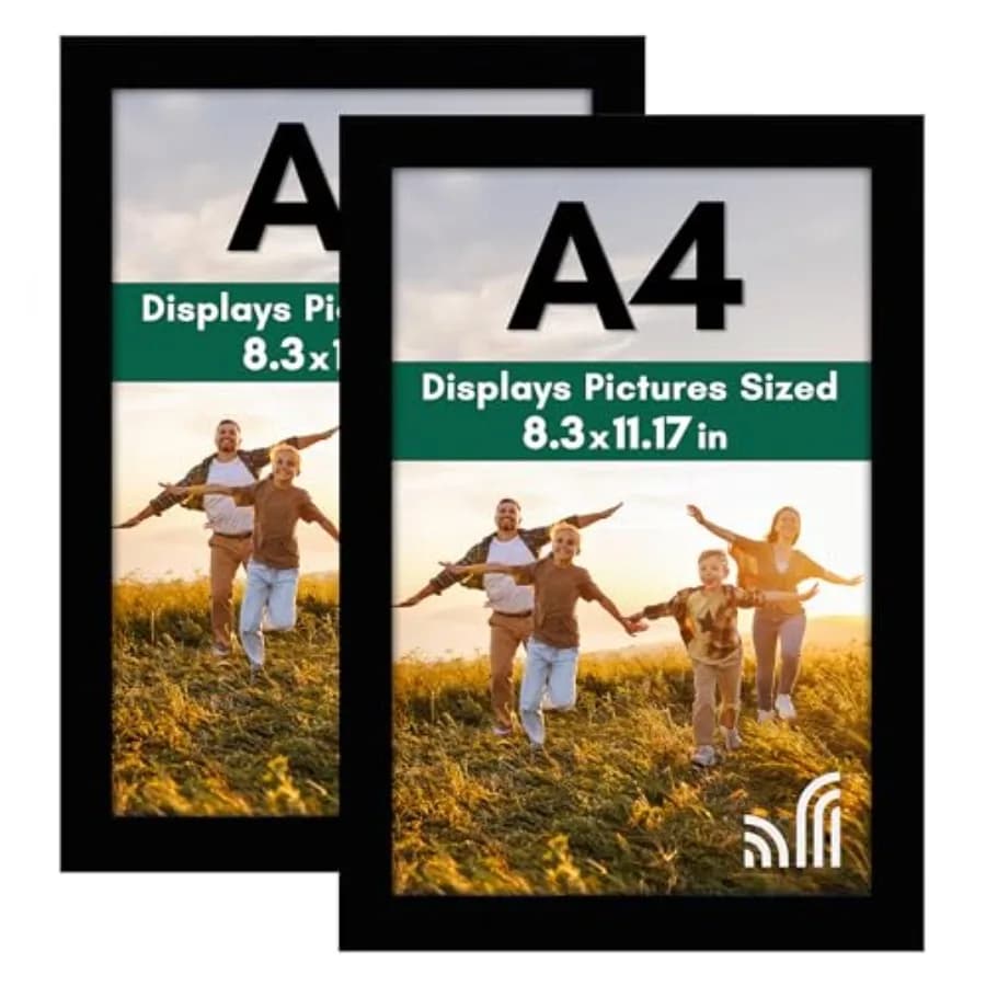 Picture Frame with Shatter-Resistant Glass - Set of 2-8.3x11.7 Frame with Engineered Wood - Signature Collection - Frames for T