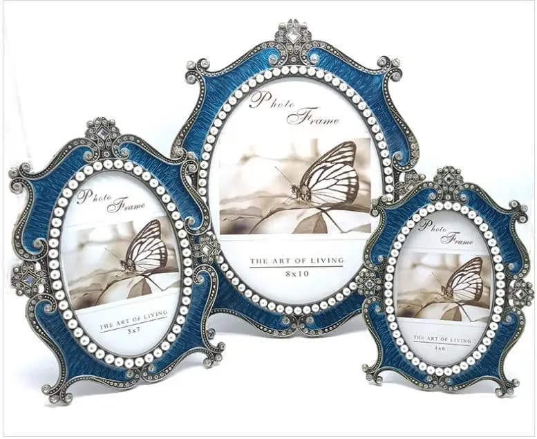 Europe 6/7/10inches bronze blue Desktop decorative Metal photo farmes, Picture frames for room decortion XY0071