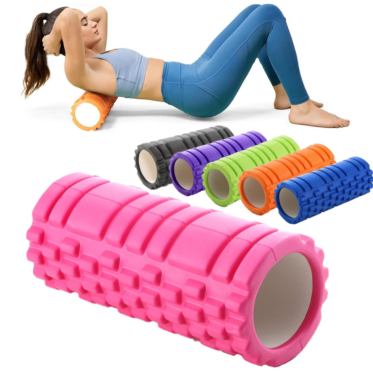 13 inch high density foam roller – Smooth and rigid surface for deep tissue massage, back pain relief and yoga workouts, pilates and core work-out