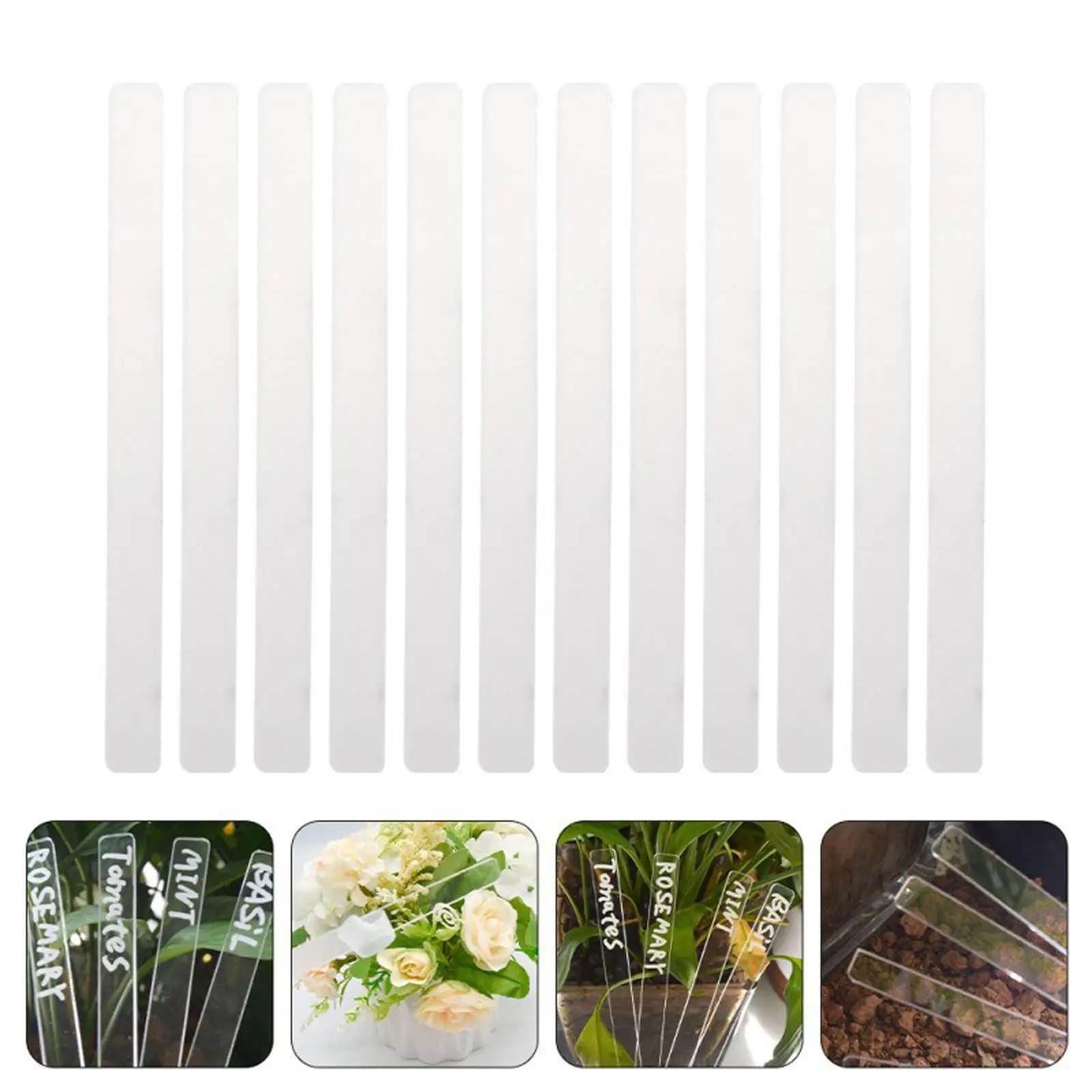 Etichette Trasparenti per Piante da Giardino 12cm, Targhette Impermeabili in Acrilico per Esterni, per Fiori in Vaso, Verdure e Semenzali