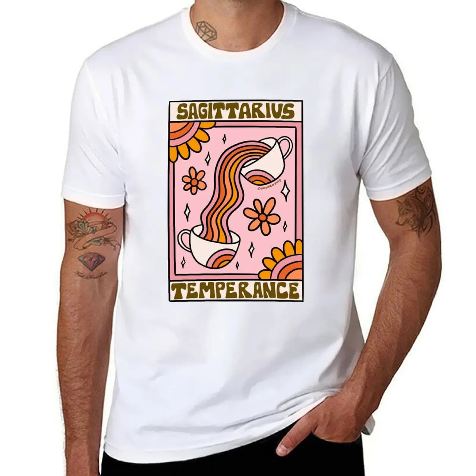 T-shirt con carta dei Tarocchi Sagittario, maglietta da lavoro industriale