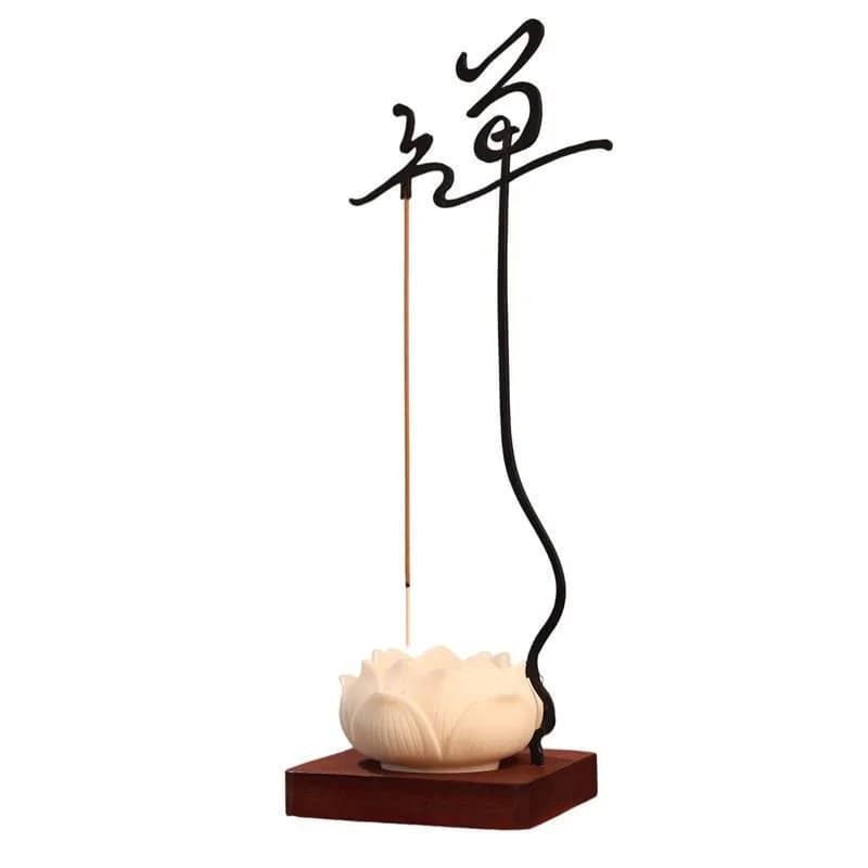 Zen Character Upside-down Incense Holder, Meditation Healing Chinese Stick Base, Tea Room Ash-proof Fragrance Burner Ornament