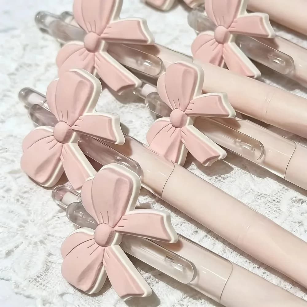 Set di 6 Penne a Pressione con Fiore Decorativo, Punta ST, Regalo Carino per Studentesse, Penne per Ufficio e Scuola, Penne Kawaii