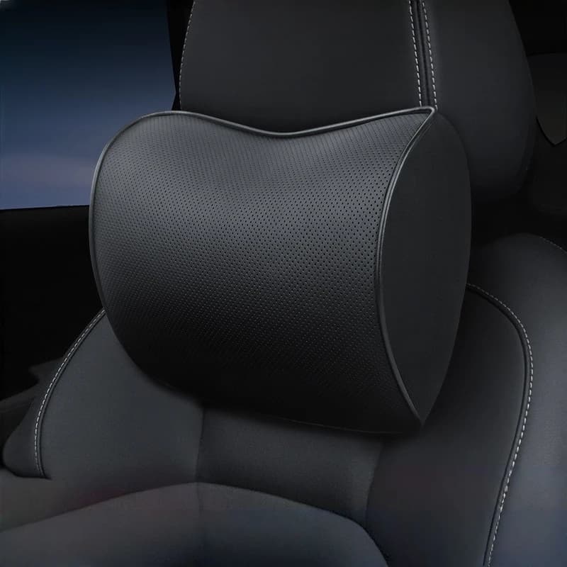 Cuscino per seggiolino auto in memory foam Cuscino per collo per auto a rimbalzo lento Supporto per la schiena lombare protettivo Cuscino per poggiatesta per auto in pelle traspirante
