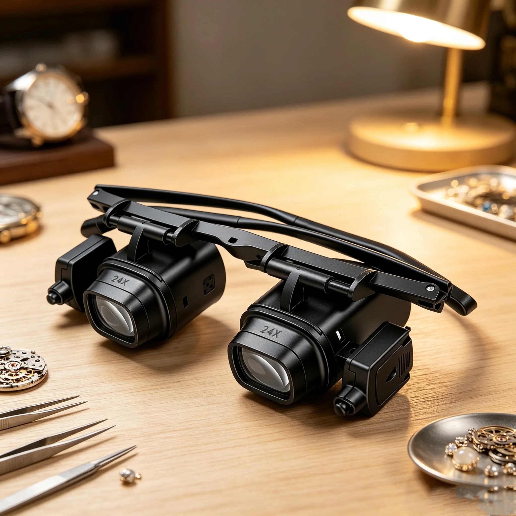 Professional Head-mounted Magnifying Glasses with LED Light 2x, 6x, 8x, 10x, 12x, 24x Lens for Watch Jewelry Repair