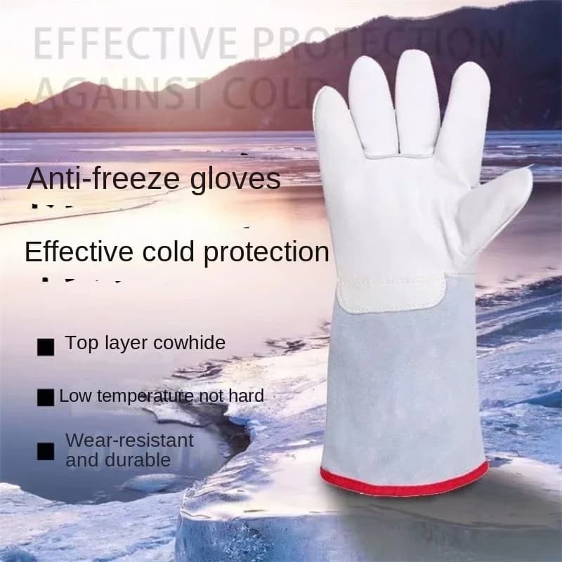 Guanti antigelo Guanti in pelle bovina resistenti alle basse temperature Conservazione del freddo Guanti freddi Esperimento Azoto anti-liquido