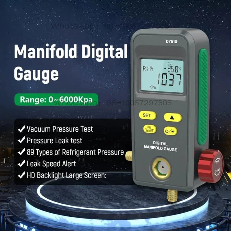 Manometro per vuoto del refrigerante Pressione Temperatura Manometro elettronico Tester Collettore digitale per condizionatore d'aria per auto