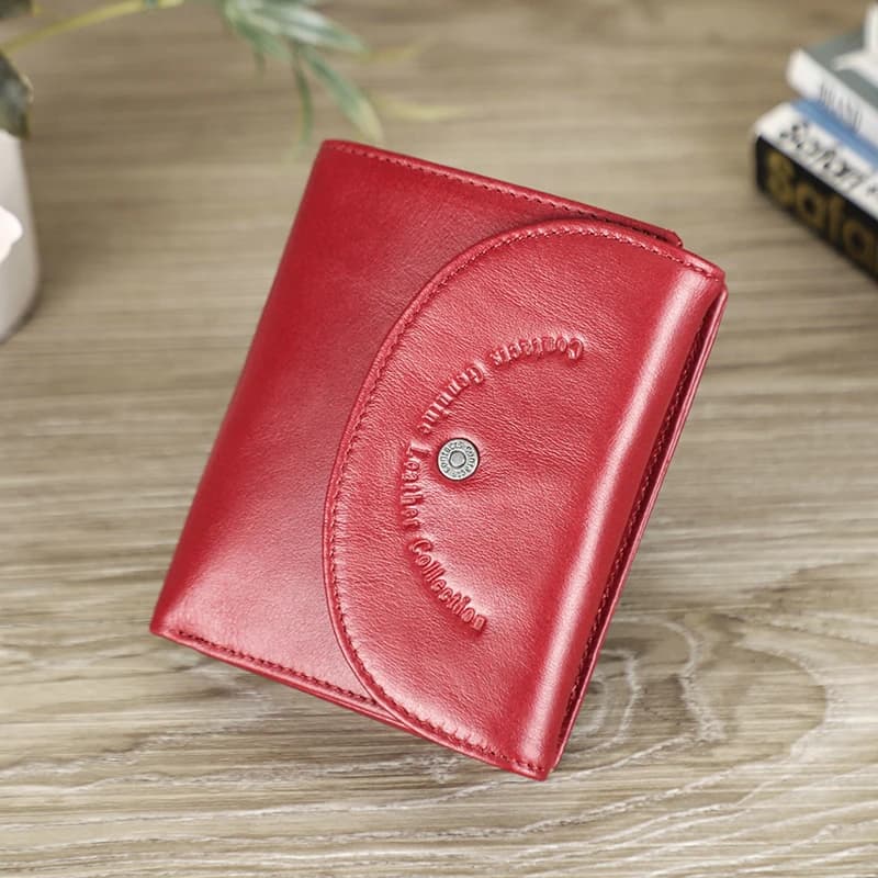 CONTACT'S Portafogli corti in vera pelle per donna Porta carte RFID di design di lusso Portamonete Clip per soldi Borse da donna Borsa