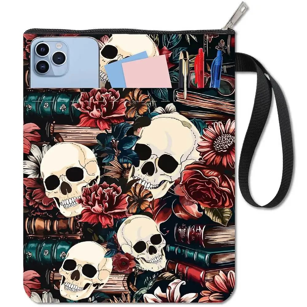 1 copertina per libro in tessuto, per notebook, con teschio rettangolare, 280x220 mm