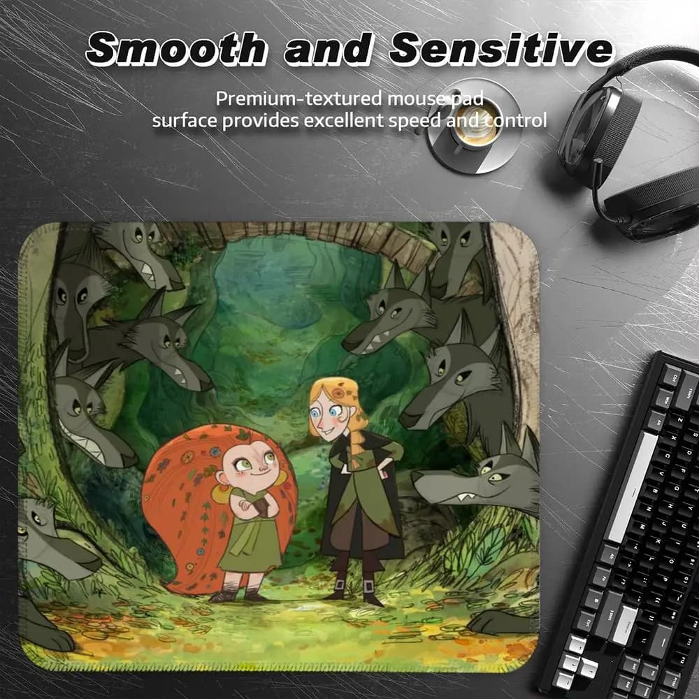 Tappetino per mouse W-Wolfwalkers Accessori per ufficio Tappetino per mouse da gioco di piccole dimensioni Tappetino da scrivania Tappeto da ufficio Tappetini per giocatori Gadget anime Computer Mause