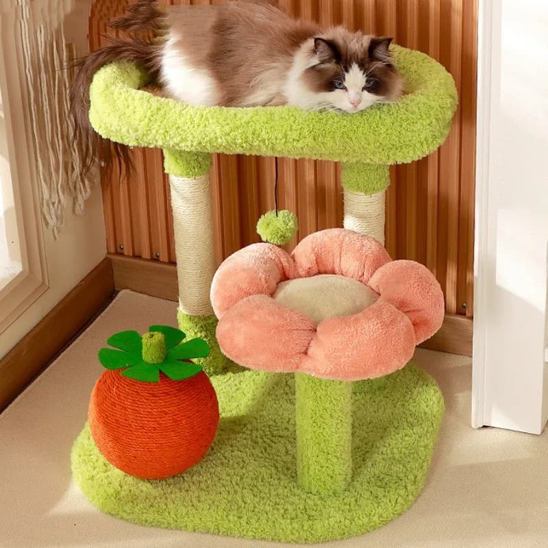 Struttura da arrampicata per gatti Torre per gatti che salta Tiragraffi per gatti con fiori Tiragraffi per gatti antigraffio Protezione per divano Mobili per animali domestici