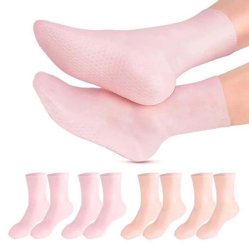 1 paio di calzini per la cura dei piedi calzini in gel idratante in silicone per uso domestico protezioni per la cura della pelle del piede screpolato