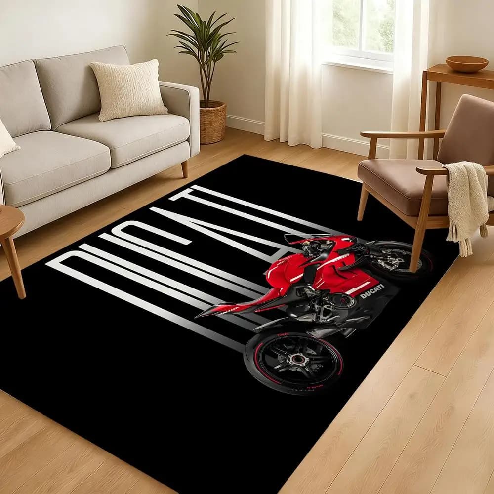 Tappetino da pavimento in flanella antiscivolo per moto S1000RR D-DucaTIs Streetfighter V4, YZR M1, per camera da letto, soggiorno, decorazione per la casa
