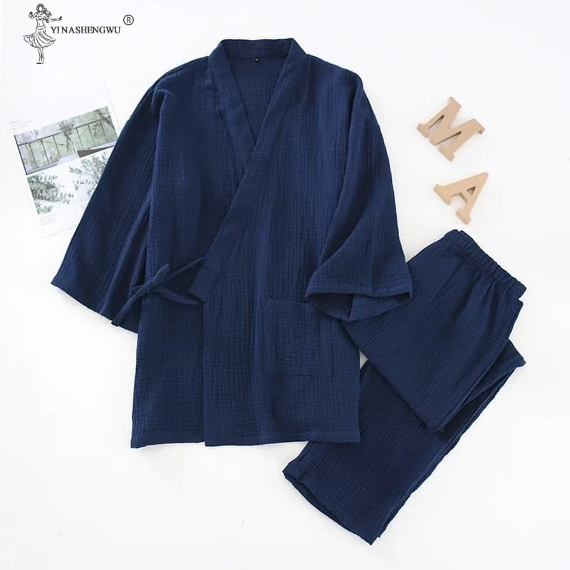 Pigiama Kimono Woman and Men's Dress Kimono Japanese Style Cotton Nightwear Vintage blouse Soft Yukata picking Bathrobe Nightdress