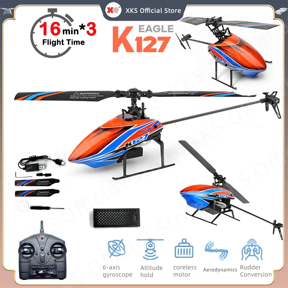 WLtoys XKS RC elicotteri K127 2.4G 4CH 6-Aixs giroscopio a lama singola Propellor Gyro Mini RC Helicotper RC giocattolo regalo per bambino v911