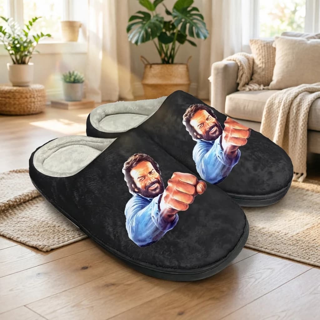 Pantofole da interno personalizzate Bud Spencer, stampa classica con stella del cinema, scarpe da casa morbide e comode, calzature unisex calde per il tempo libero a casa