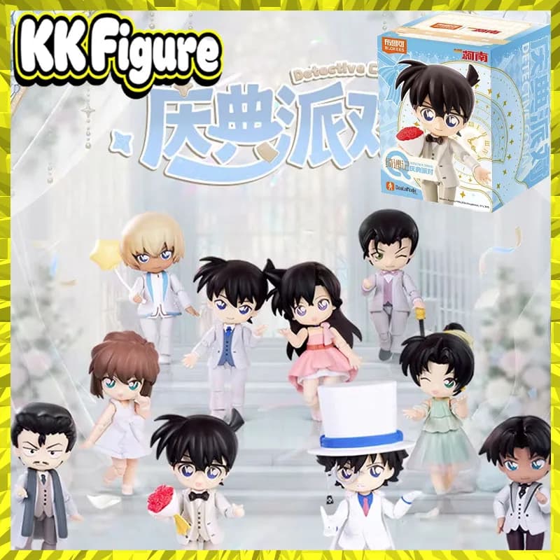 In stock Blokees Detective Conan Q Version Figures Celebration Party Series Blind Box Anime Action Model Collectible Toys Gift