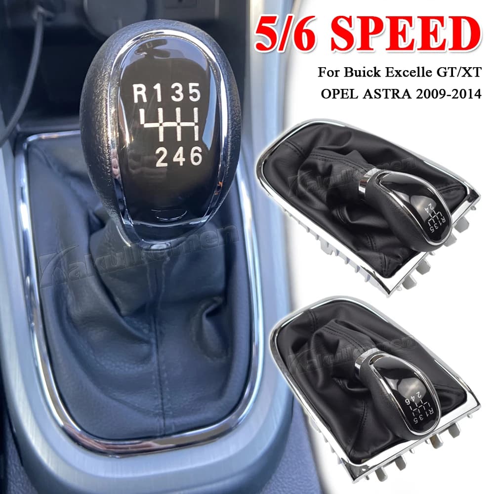 55565904 For Buick Excelle GT/XT OPEL ASTRA 2009-2014 Manual 5 6 Speed Gear Shift Knob Lever & Boot Gaitor Black Leather Set