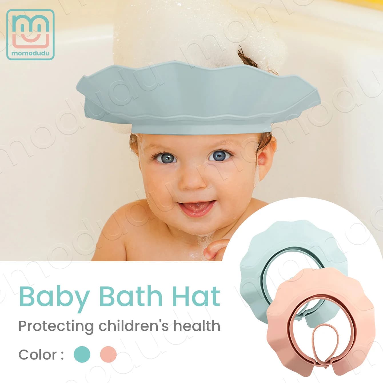 Cuffia da bagno regolabile, morbida protezione impermeabile per neonati e bambini per proteggere gli occhi dai shampoo