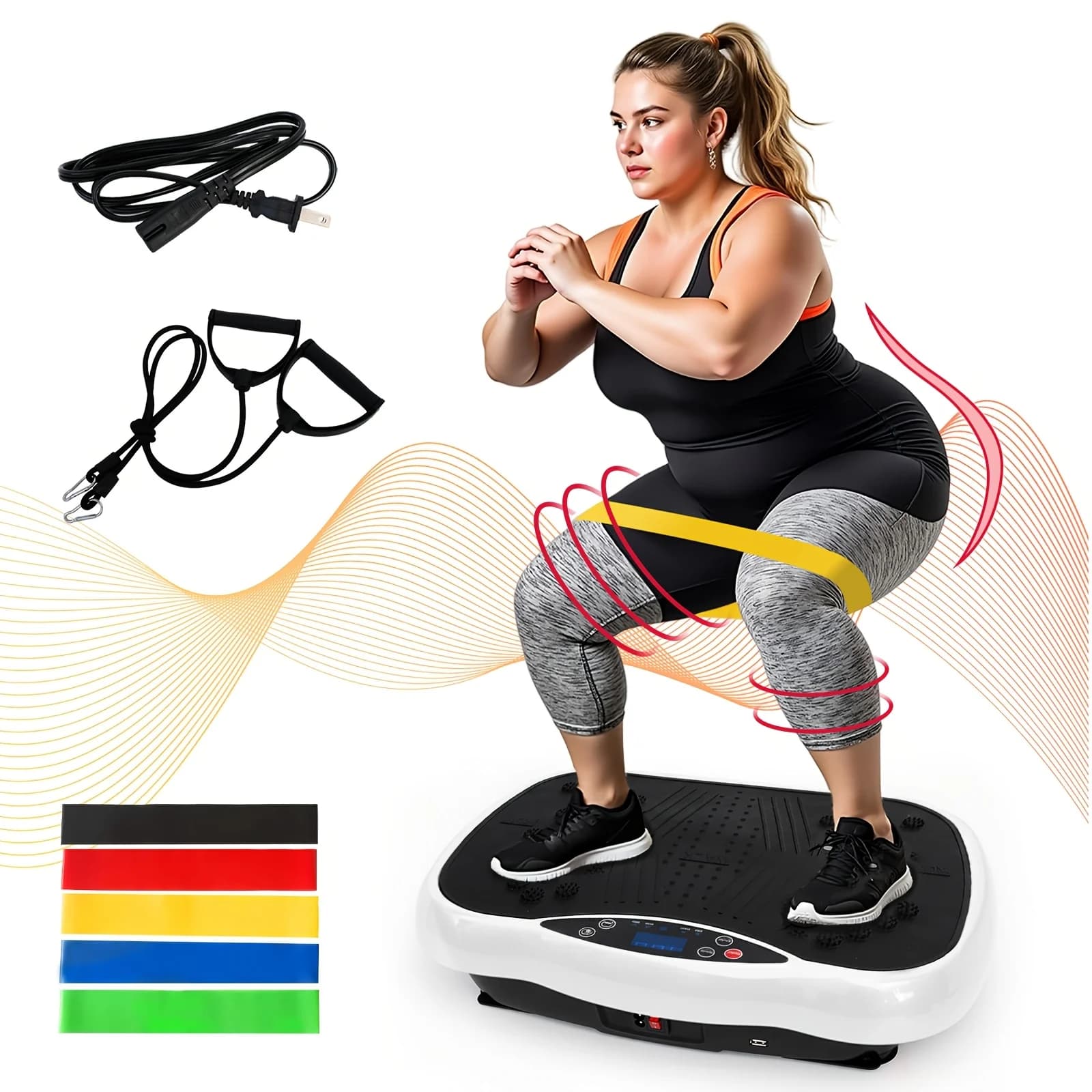 Vibration Plate Exercise Machine, 10 Programs 200 Speed Levels Vibration Plate for Lymphatic Drainage, Workout Equipment Fitness Weight Fat Burner Loss & Shaping, Vibration Platform Machines for Home & Office, Without Battery