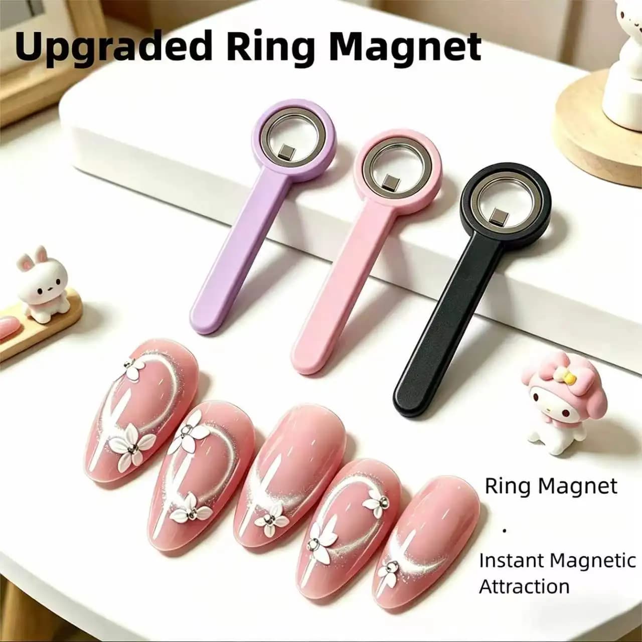 MIANEL 2026 Strumento Magnetico Multifunzione a Manico Lungo per Effetto Occhio di Gatto, Bastoncino per Cerchi Cavi in 3 Secondi per Accessori Manicure e Nail Art Fai-da-te
