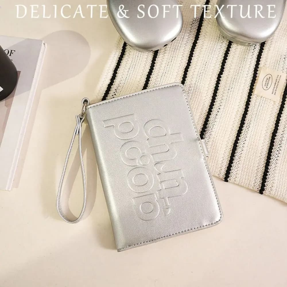 Portable Card Holder PU Passport Bag Hanging Rope Letter Travel Wallet Passport Cover Airplane Check-in Card Storage Bag Women